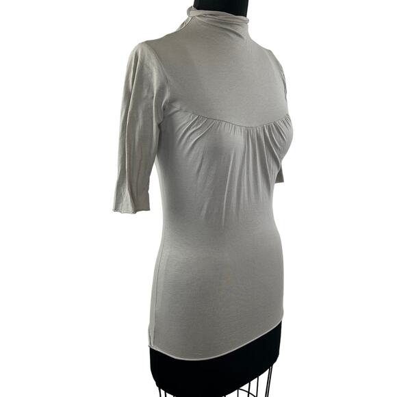 ANTHROPOLOGIE BEN AND LUCIA Gray Cotton Blend Short Sleeve Mock Neck Top Size S - Picture 3 of 8